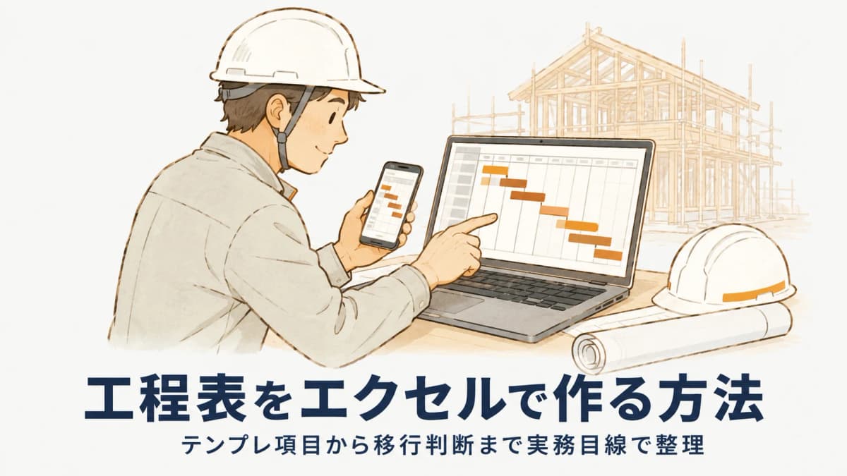 工程表をエクセルで作る方法:テンプレ項目と限界・アプリ移行の判断【2026年版】