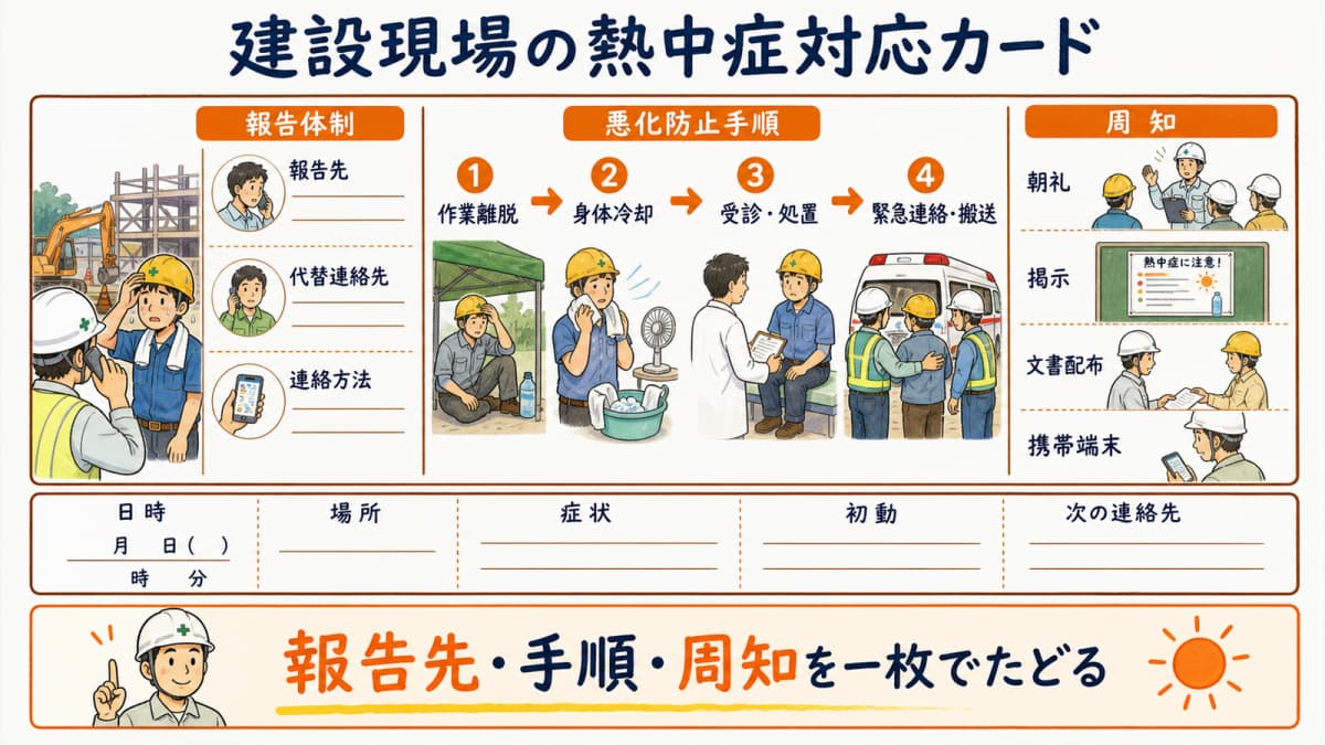 報告先・悪化防止手順・周知方法を一枚にまとめた現場カード