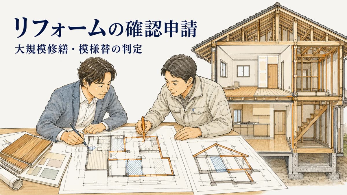 リフォームで建築確認申請が必要なケース|大規模修繕・模様替の判定【2026年版】