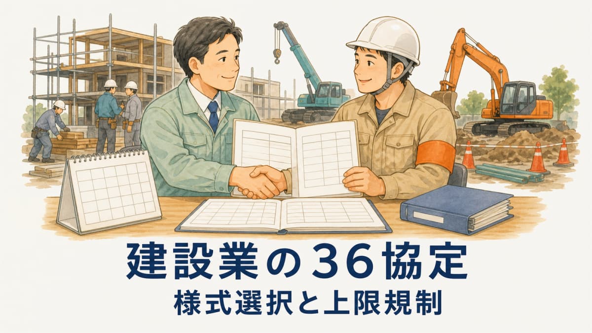 建設業の36協定の書き方|様式選択と上限規制【2026年版】