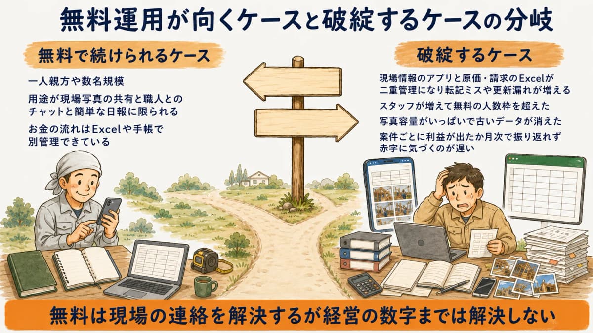 無料運用が向くケースと破綻するケースの分岐