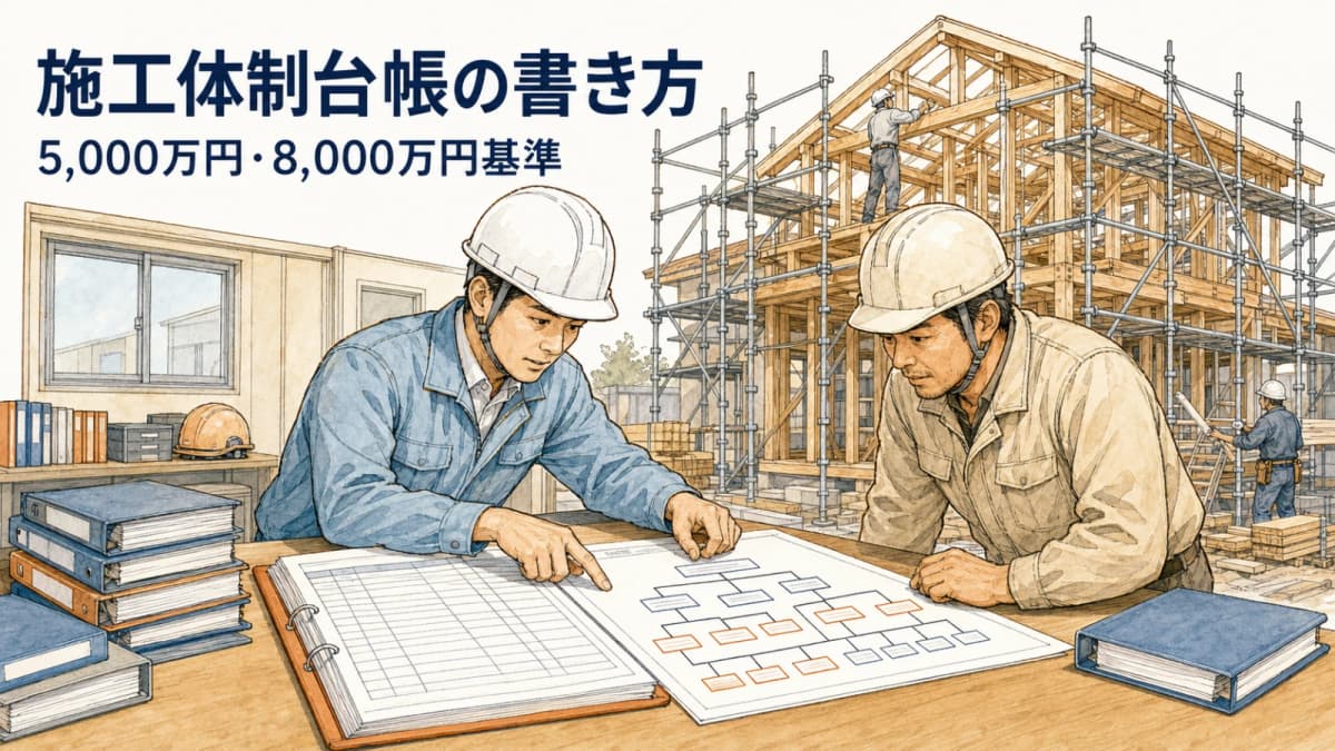 施工体制台帳の書き方|5,000万円・8,000万円基準と施工体系図【2026年版】