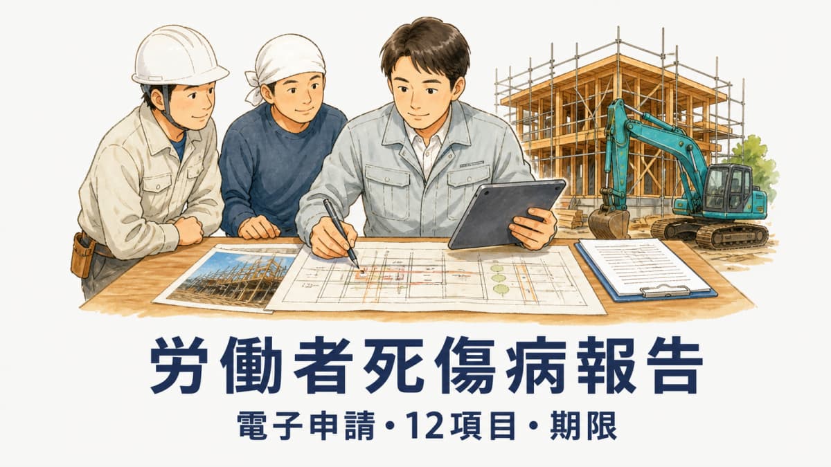 労働者死傷病報告の電子申請|12項目と期限・現場情報の集め方【2026年版】