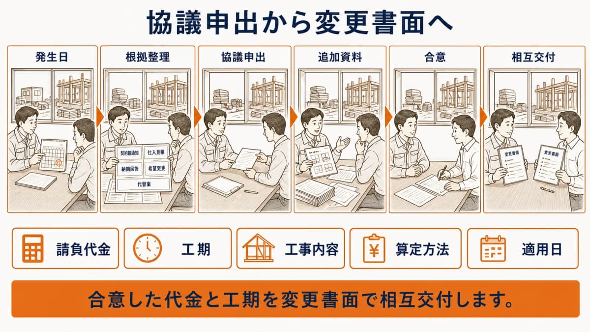 協議申出から変更内容の相互交付までの流れ