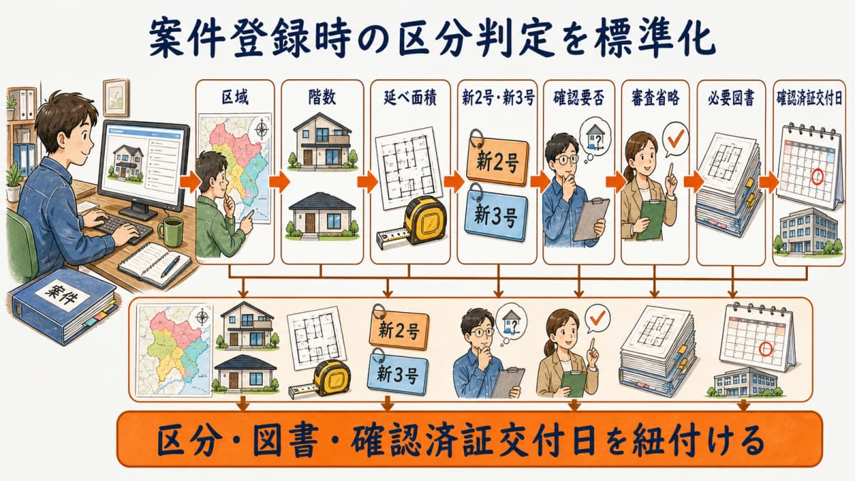 区域・階数・面積・区分・図書・期限を登録する入力フロー
